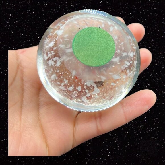 Vintage Art Glass Paperweight Cherry Tree w White Dots Round Sphere Glass 2.5”W - Picture 11 of 12